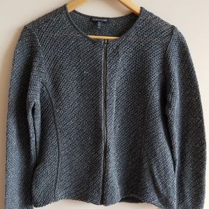 Eileen Fisher M Zip up Loose Knit Long Sleeve Top